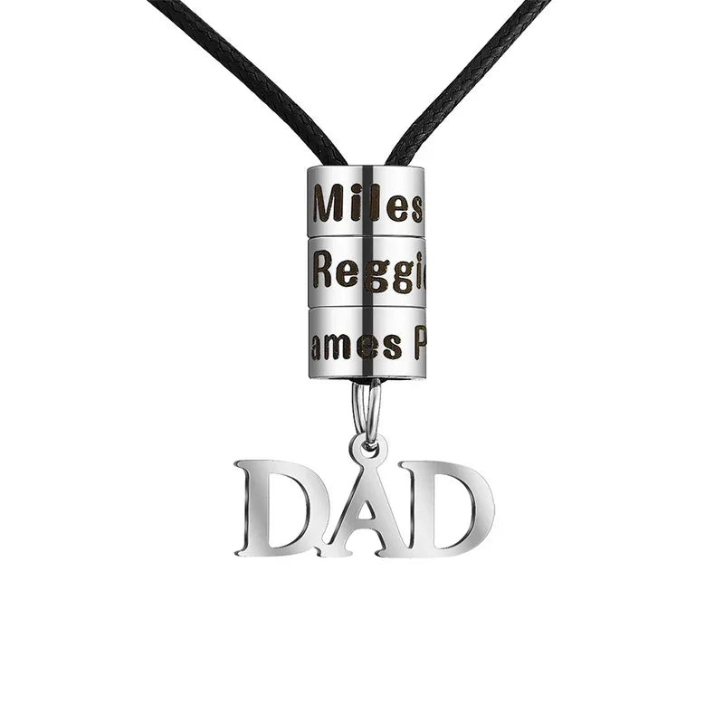 Personalized Men’s Bead Necklace with DAD Pendant