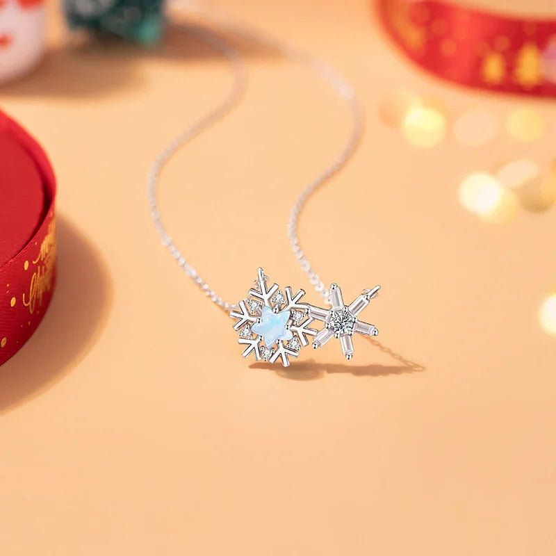 Shimmer Frost Christmas Snowflake Necklace