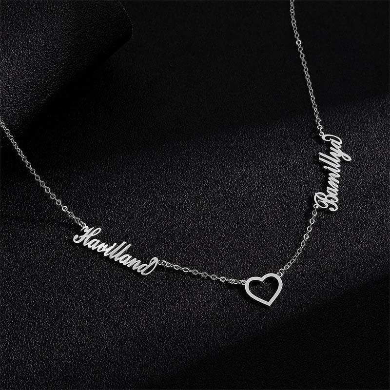 Two Names and Heart Personalized Necklace