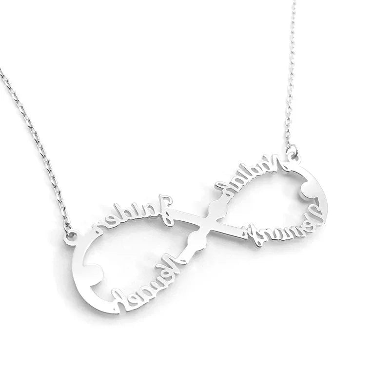Infinity 4 Names & Birthstones Personalized Necklace