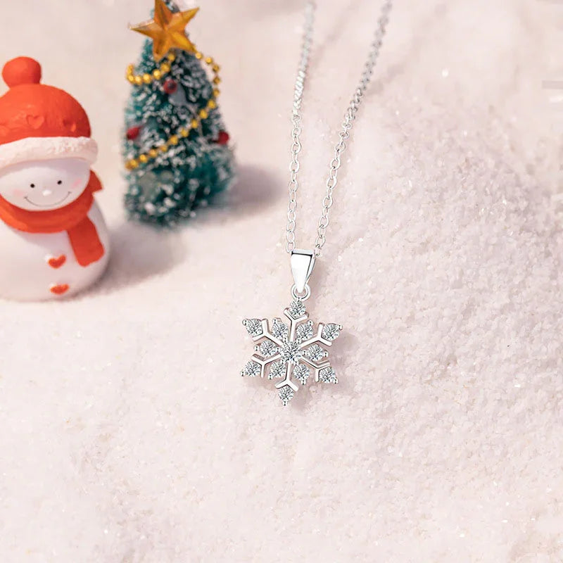 Christmas Snowflake Sparkling Zircon Necklace
