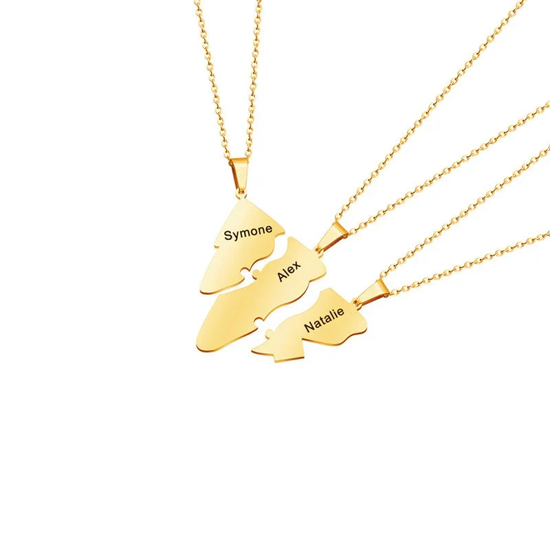 Personalized Interlocking Christmas Tree Necklace