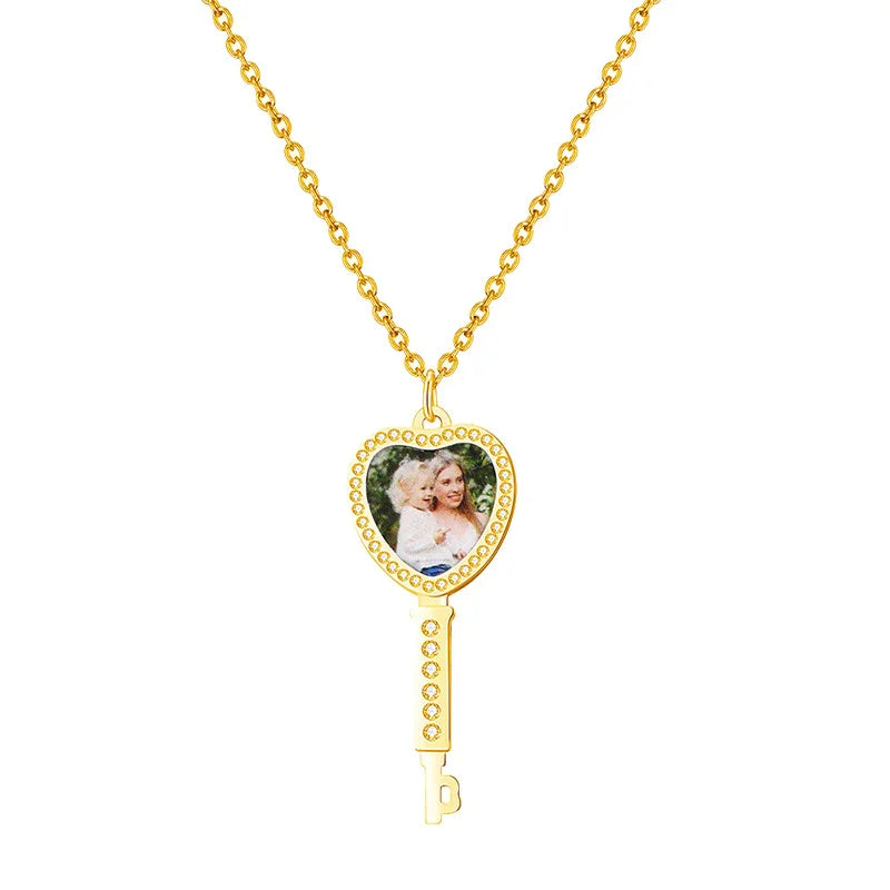 Key to My Heart Personalised Photo Necklace