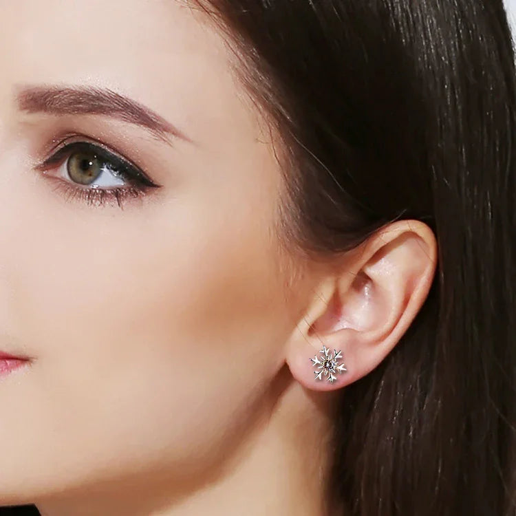 Christmas Snowflake Zircon Stud Earrings