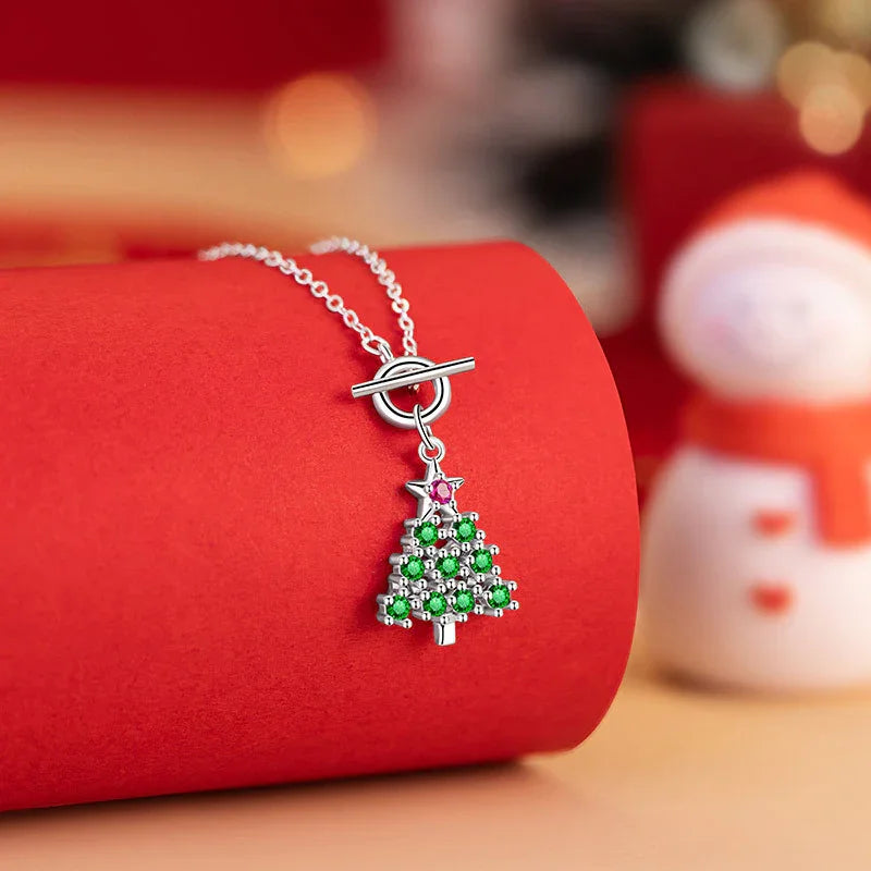 Christmas Tree Silver Necklace