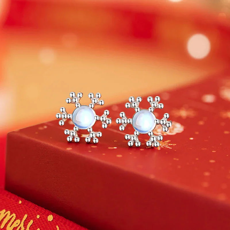 Christmas Snowflake Silver Earrings
