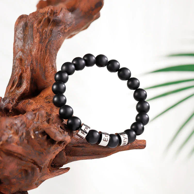 Bold Elegant Personalized Mens Obsidian Bracelet