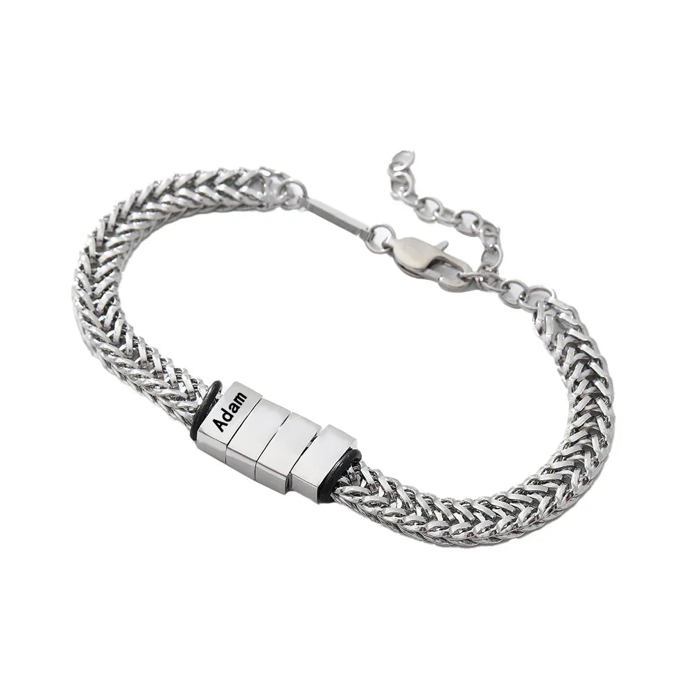 Men's Personalized Engraved Bar Bracelet for Father's Day