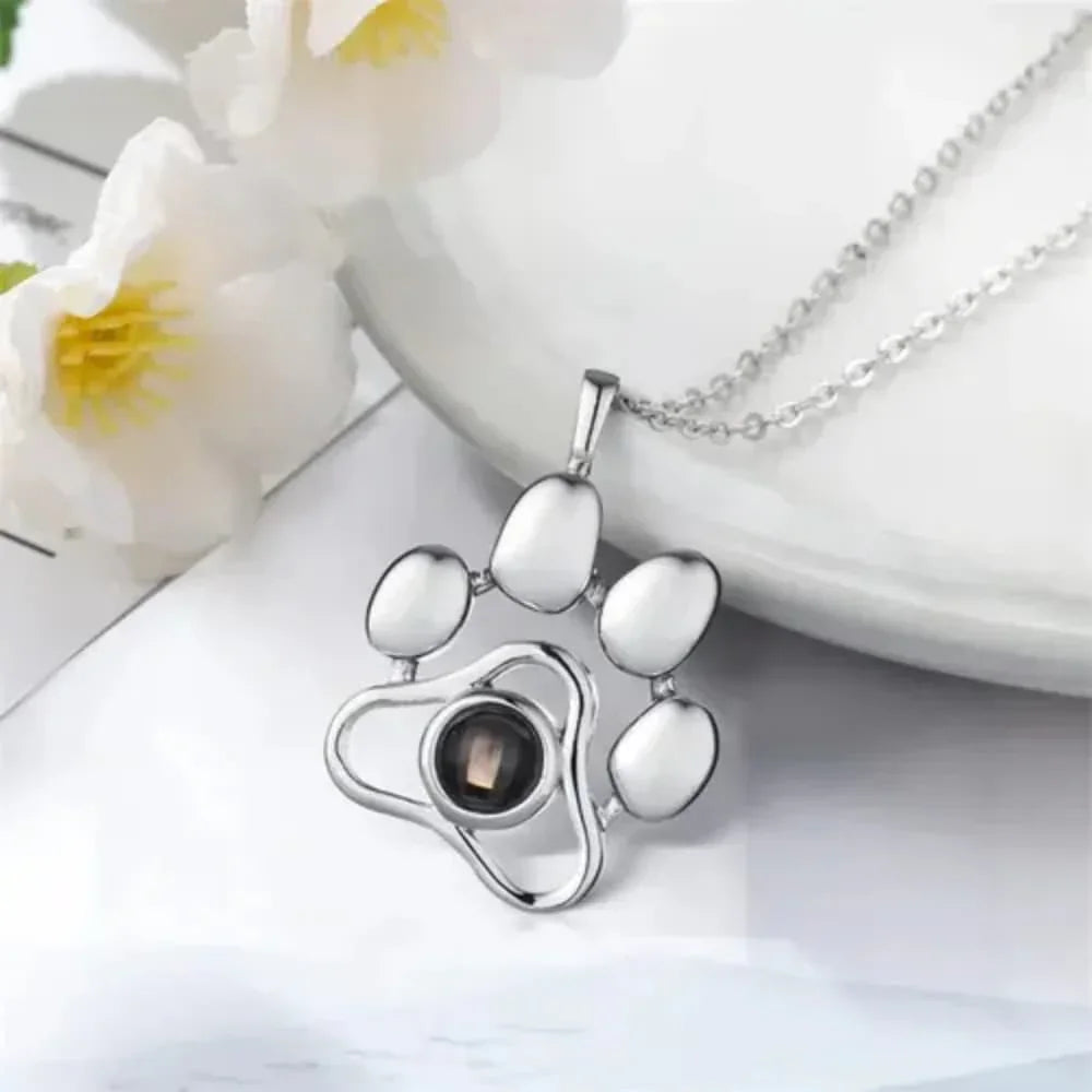 Eternal Bond – Custom Dog Paw Projection Necklace