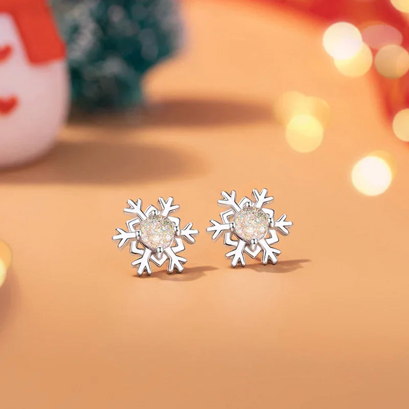 Dazzling Chic Christmas Glaze Stone Snowflake Earrings