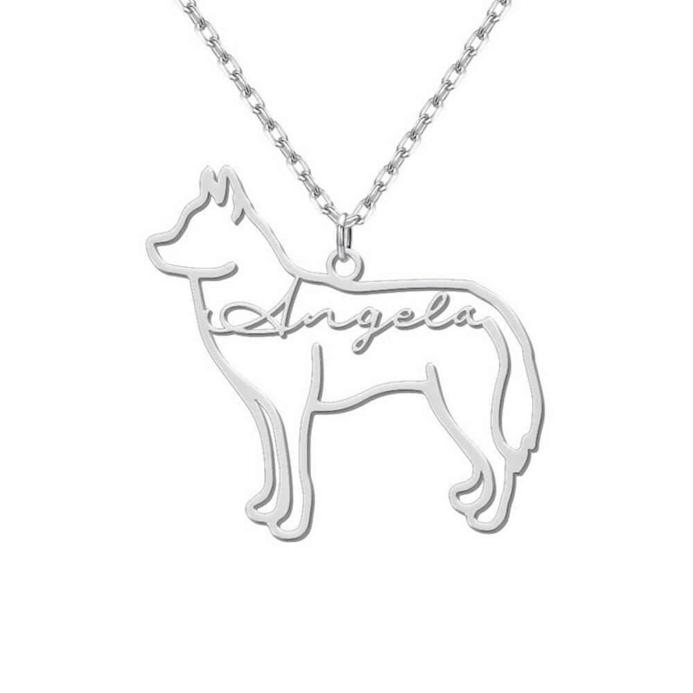 Custom Dog Outline Name Necklace | Personalised Wire Silhouette Pendant