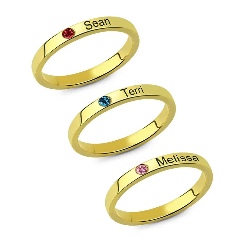 Stacked Family Birthstone Ring
