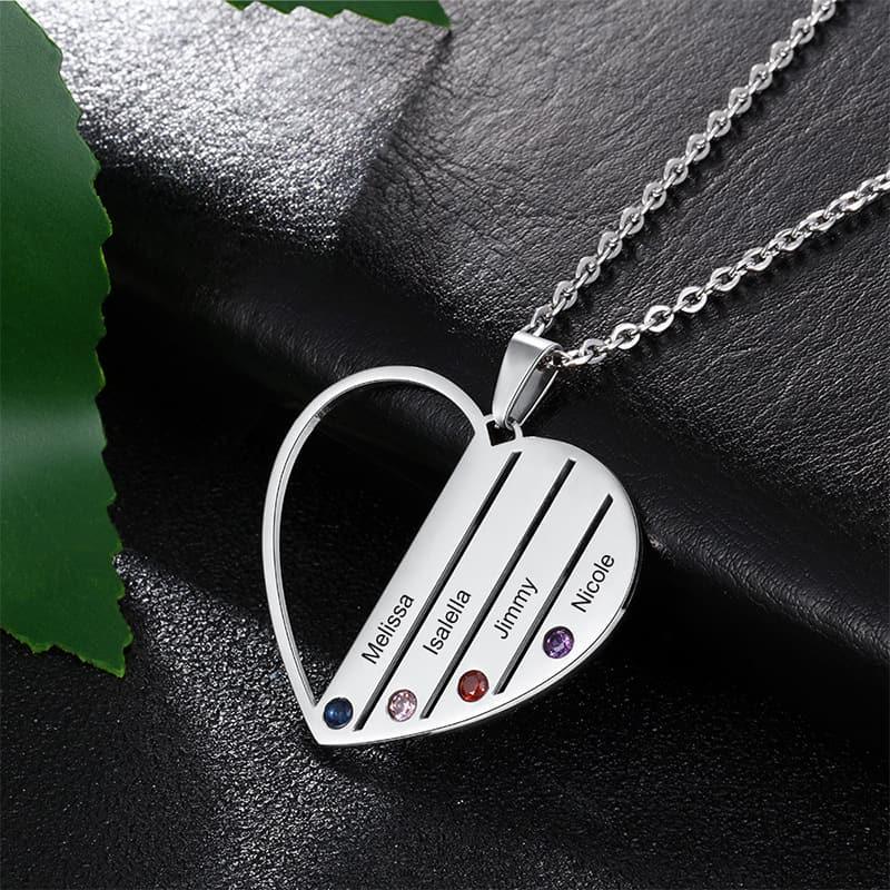 Family Heart Birthstone Necklace