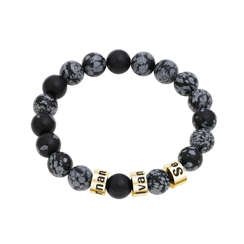 Bold Stylish Personalized Mens Snowflake Stone Bracelet