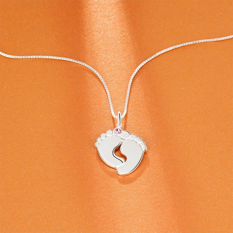 Baby Feet Birthstone Necklace