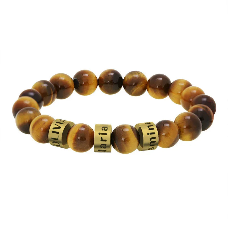 Bold Stylish Personalized Mens Tiger Eye Bracelet