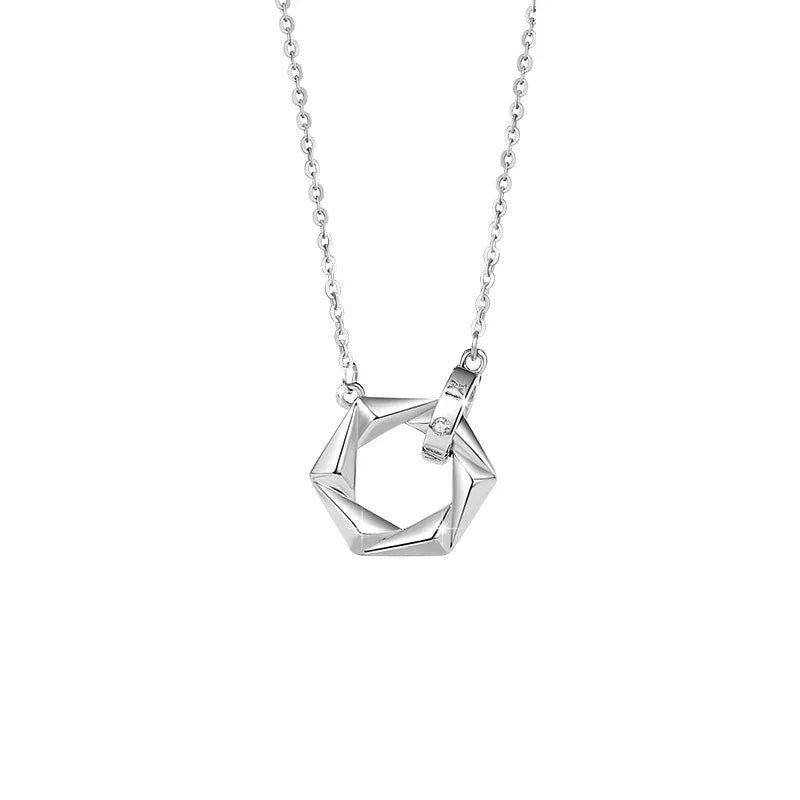 Geometric Circle Couple Necklace