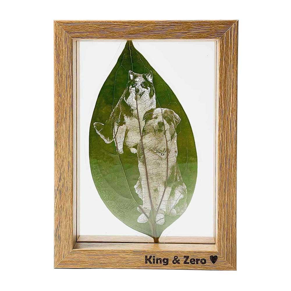 Custom Pet Leaf Carving – Handcrafted Portrait on a Real Leaf