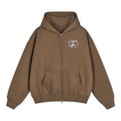 Custom Pet Embroidered Zip-Up Hoodie