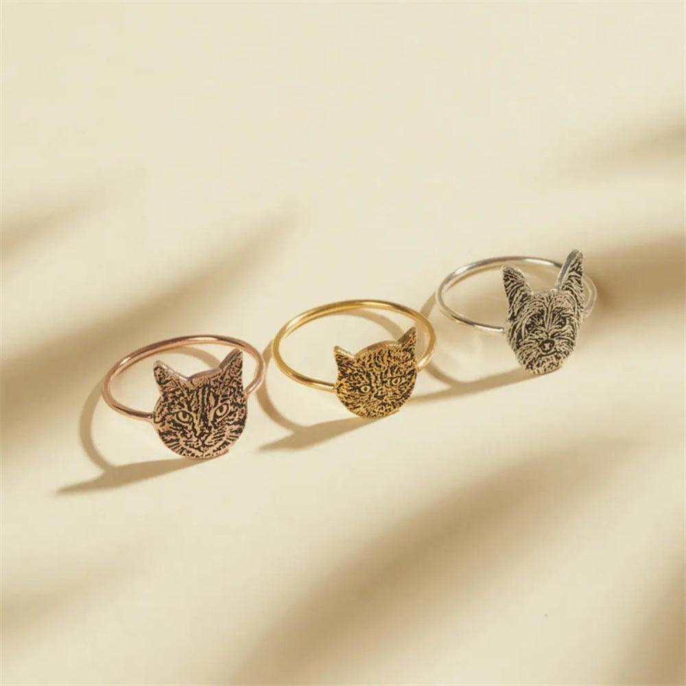 Custom Engraved Pet Portrait Ring | Personalised Keepsake Jewellery