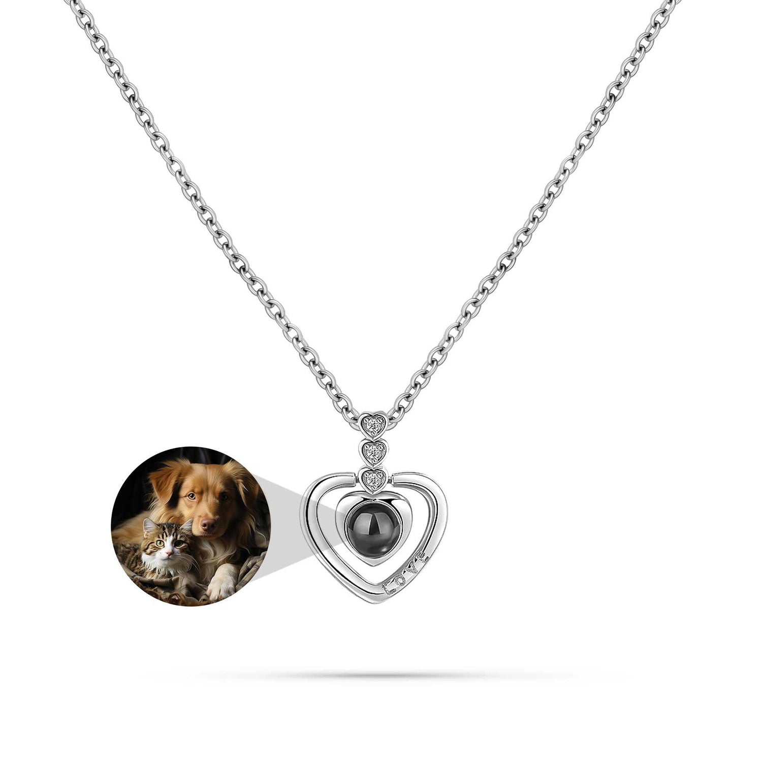 Triple Heart – Custom Pet Photo Projection Necklace