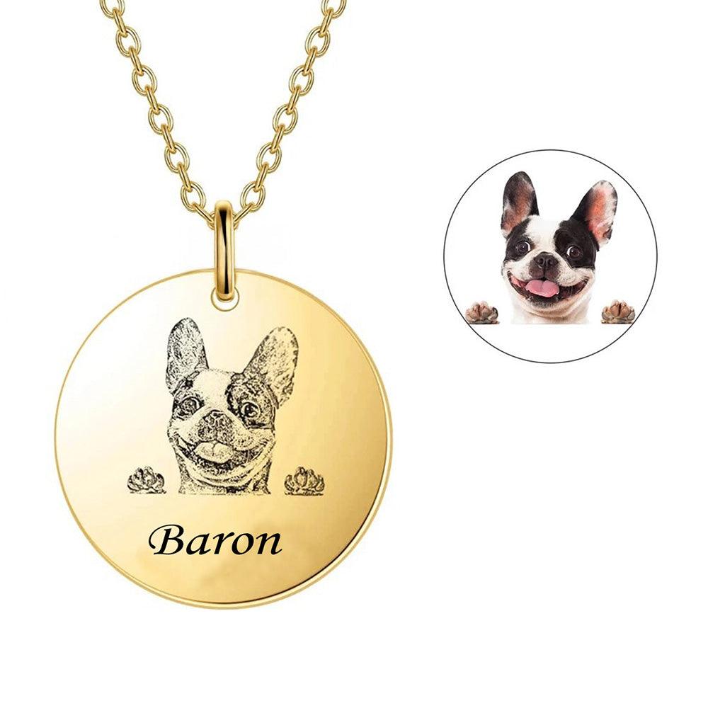 Custom Engraved Pet Portrait Necklace | Personalized Pet Jewelry