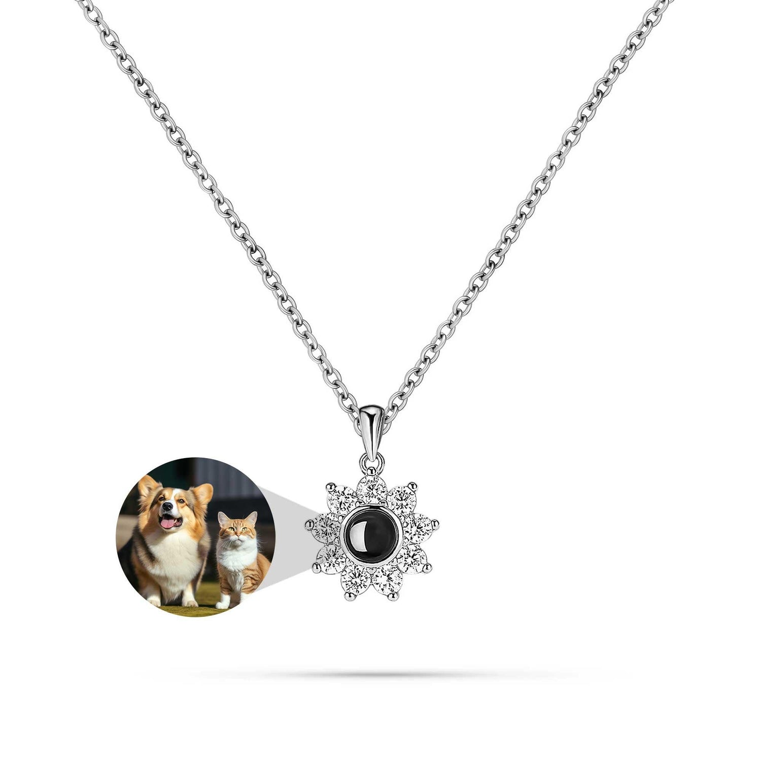 Sunflower Shine – Custom Pet Projection Necklace with Photo Inside
