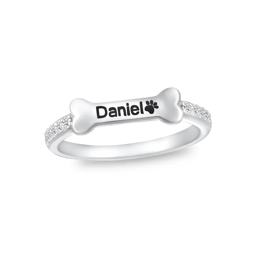 Engraved Bone Ring | Personalized Pet Name Ring