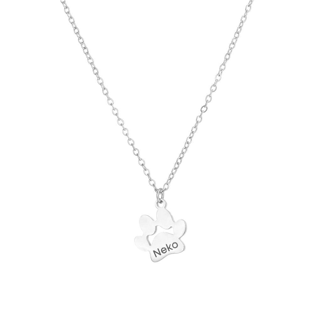 Custom Multi-Paw Print Necklace | Engraved Pet Name Pendant