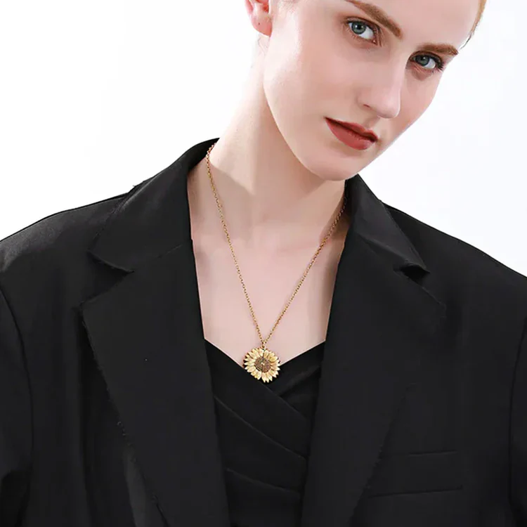 Custom Engraved Sunflower Pet Portrait Necklace | Personalized Pet Memorial Jewelry