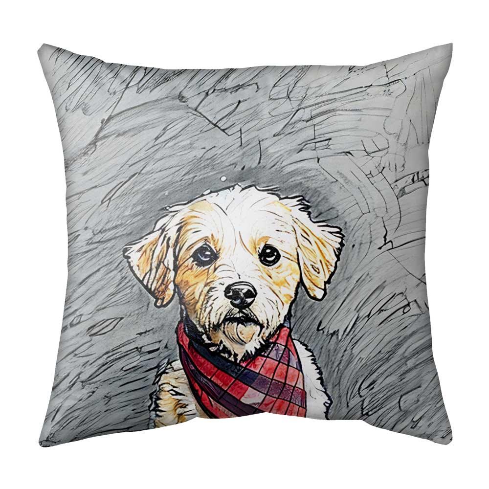 Custom Color Sketch Pet Portrait Pillow