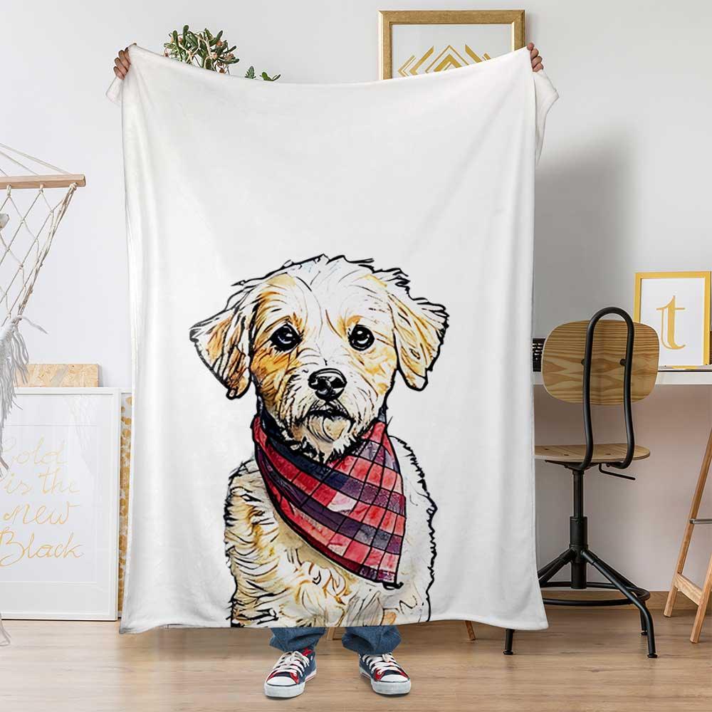 Custom Color Sketch Pet Portrait Blanket