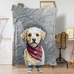 Custom Color Sketch Pet Portrait Blanket