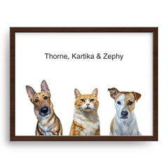 Custom Modern Pet Portrait – Three Pets