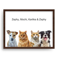 Custom Modern Pet Portrait – Four Pets