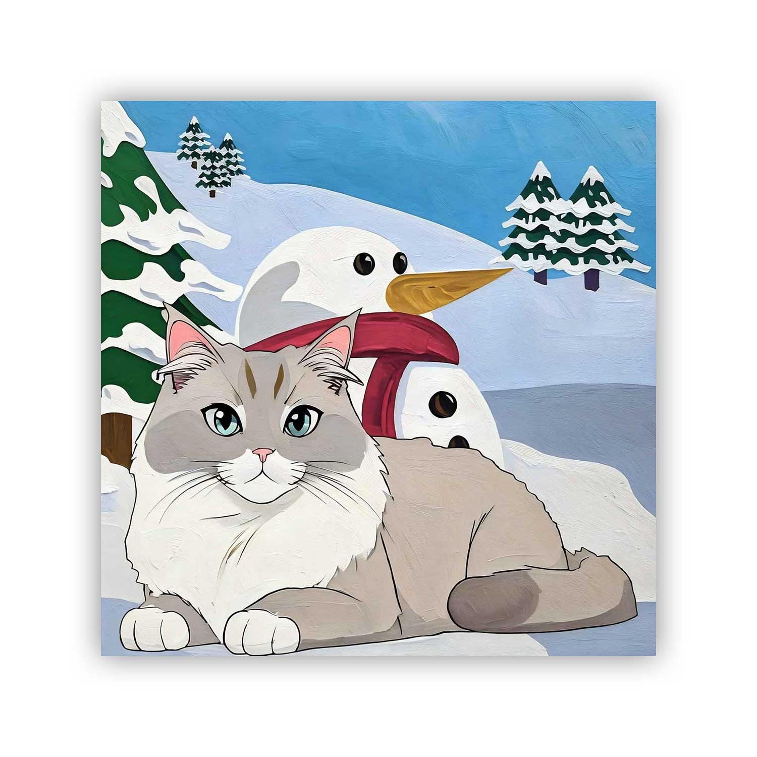 Custom Cartoon Pet Paint by Numbers – Snowman Scene