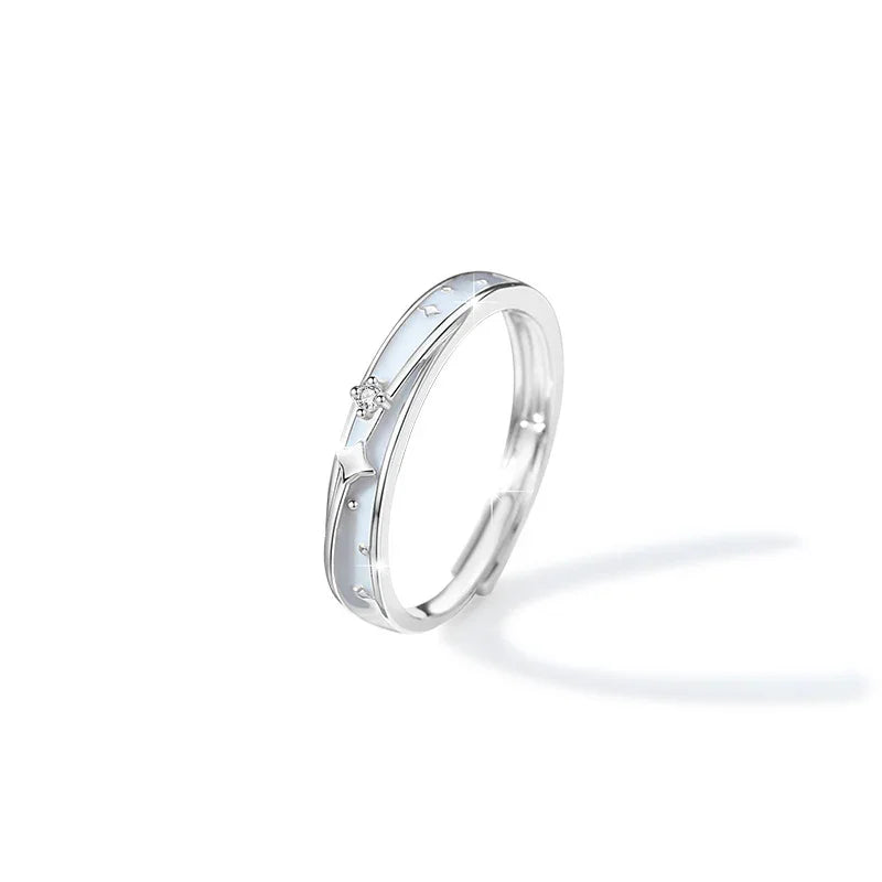 Moonlight Lovers Sterling Silver Couple Ring