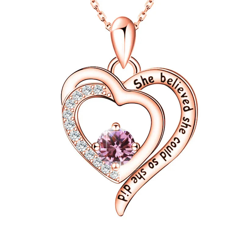 Empowered Heart Birthstone Necklace
