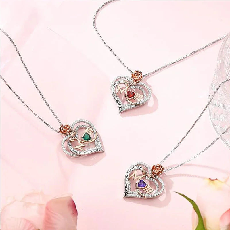 Forever Rose Mom Birthstone Necklace
