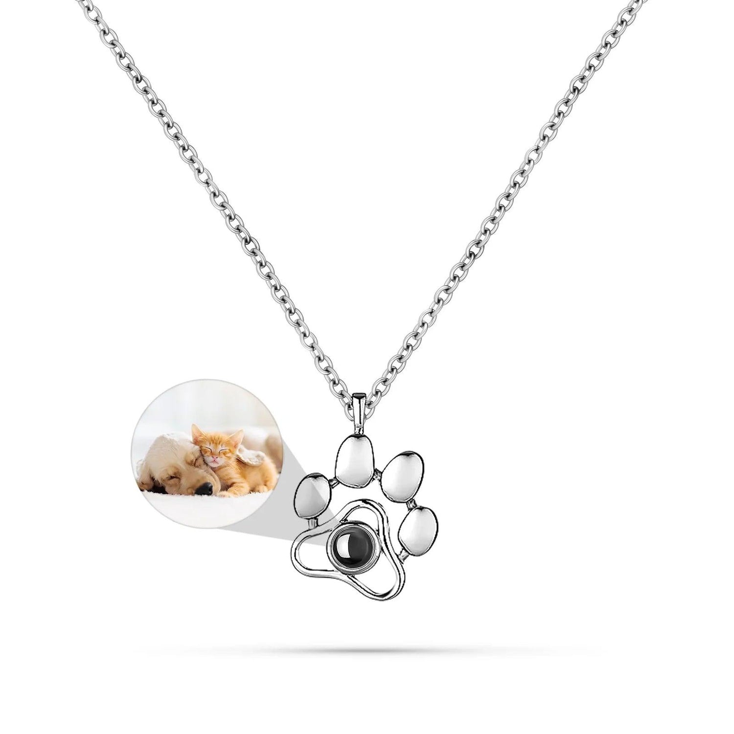 Eternal Bond – Custom Dog Paw Projection Necklace