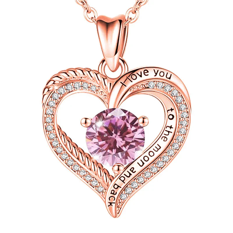 Moonlight Heart Birthstone Necklace