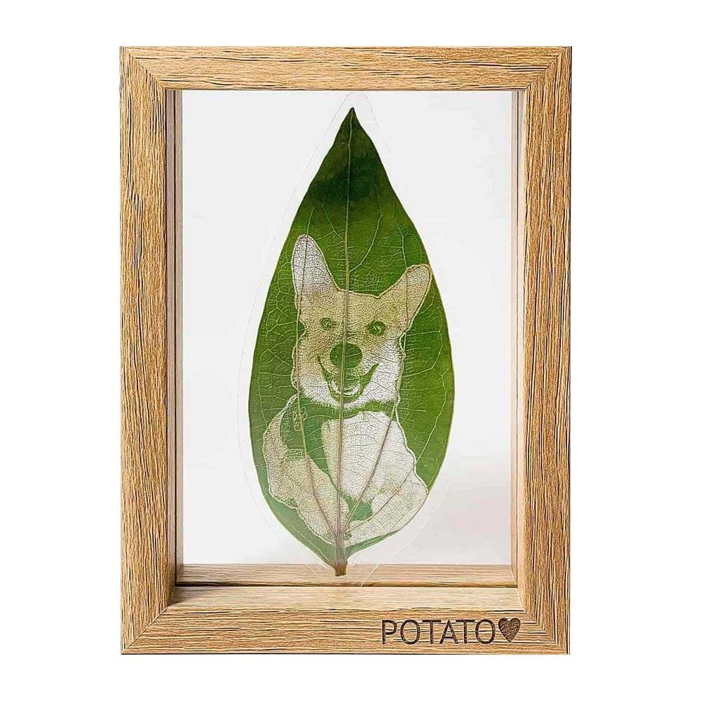 Custom Pet Leaf Carving – Handcrafted Portrait on a Real Leaf