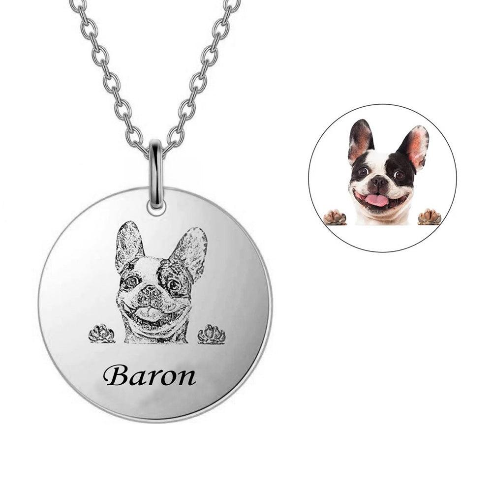 Custom Engraved Pet Portrait Necklace | Personalized Pet Jewelry