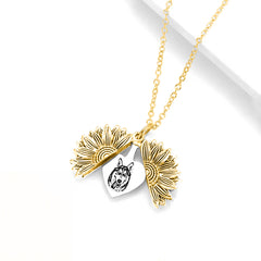 Custom Engraved Sunflower Pet Portrait Necklace | Personalized Pet Memorial Jewelry