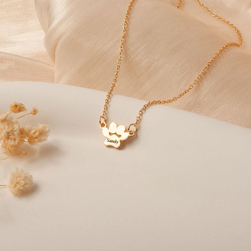 Custom Engraved Paw Print Necklace | Personalised Pet Name Pendant
