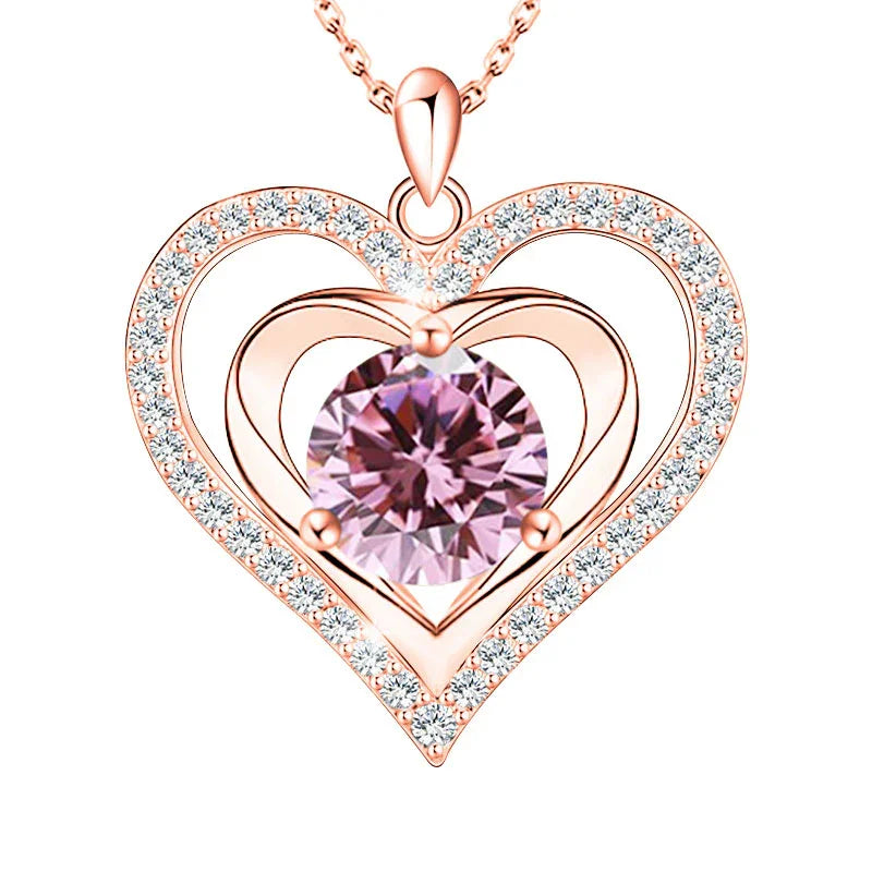 Radiant Heart Birthstone Necklace