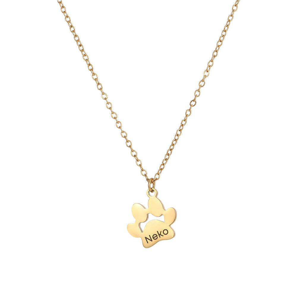 Custom Multi-Paw Print Necklace | Engraved Pet Name Pendant