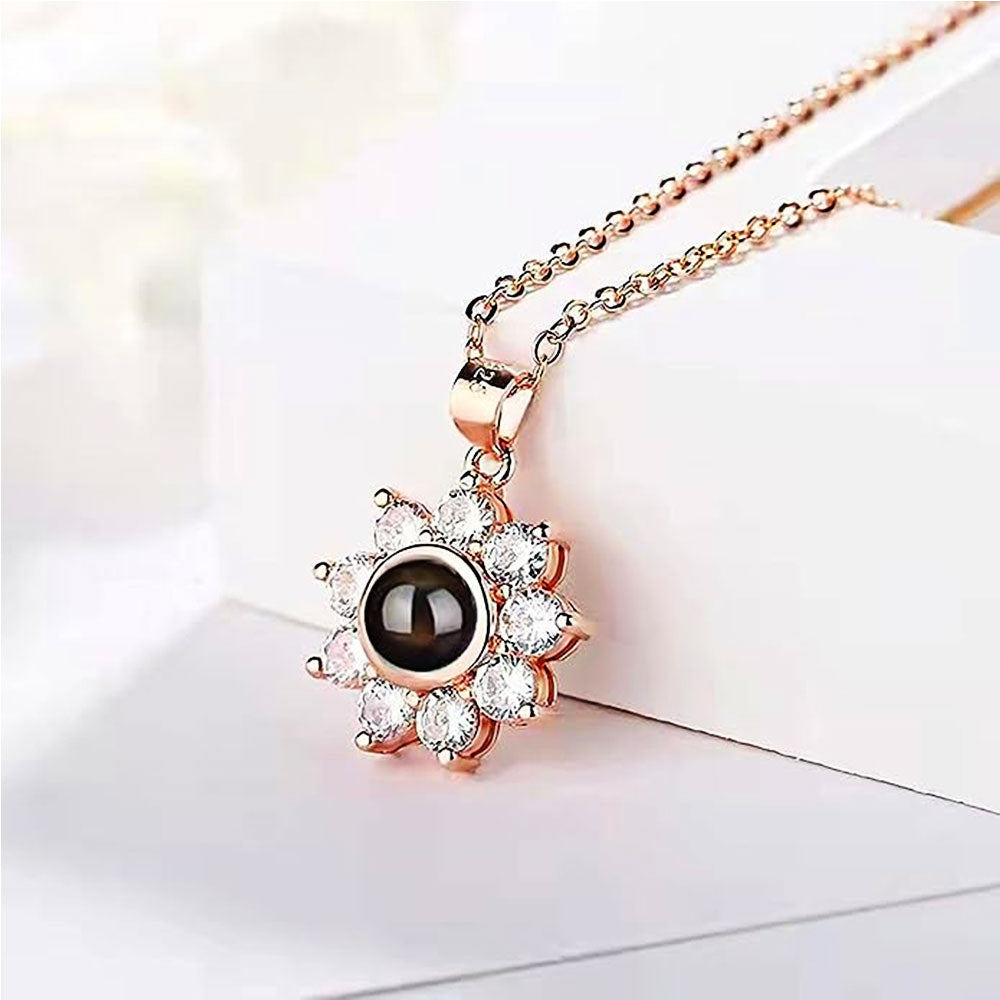 Sunflower Shine – Custom Pet Projection Necklace with Photo Inside