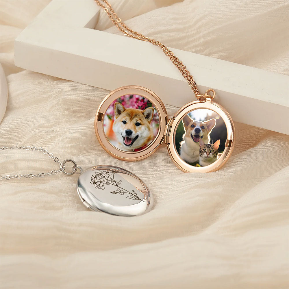 Custom Pet Photo Locket Necklace | Personalised Memory Pendant