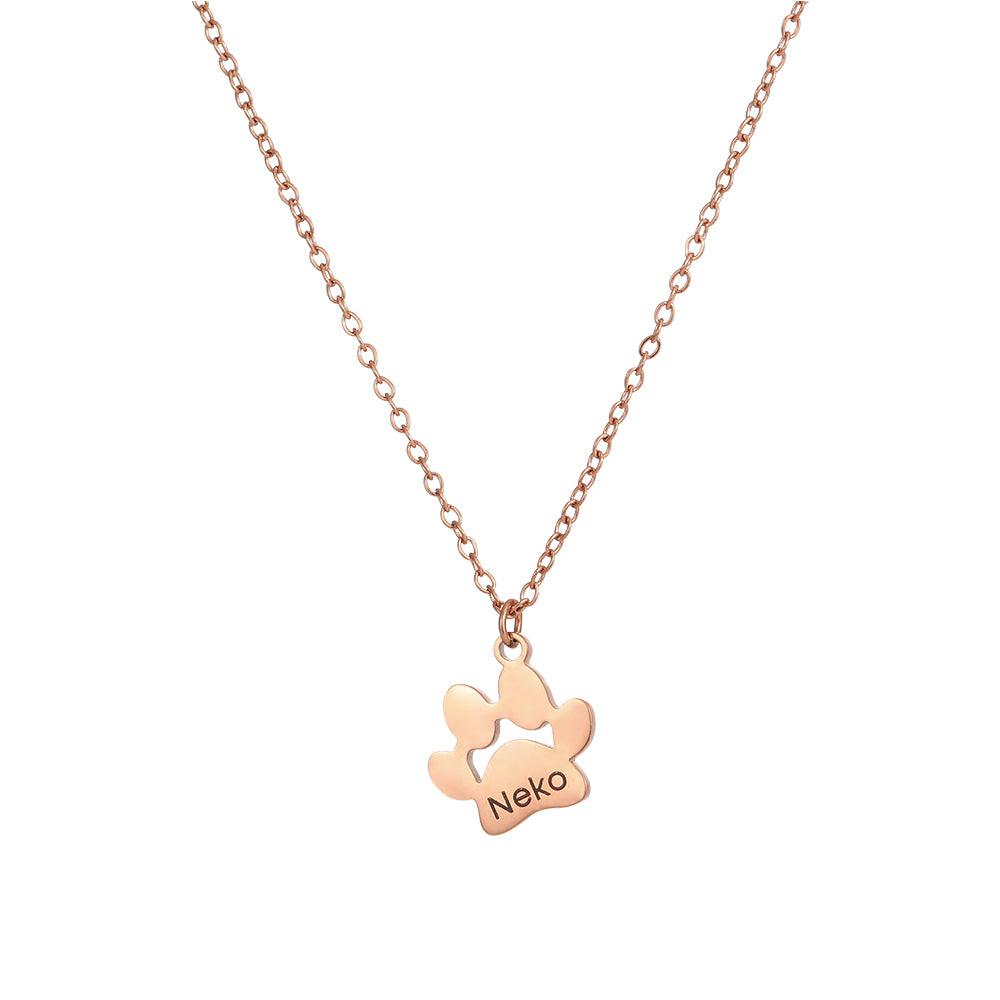 Custom Multi-Paw Print Necklace | Engraved Pet Name Pendant